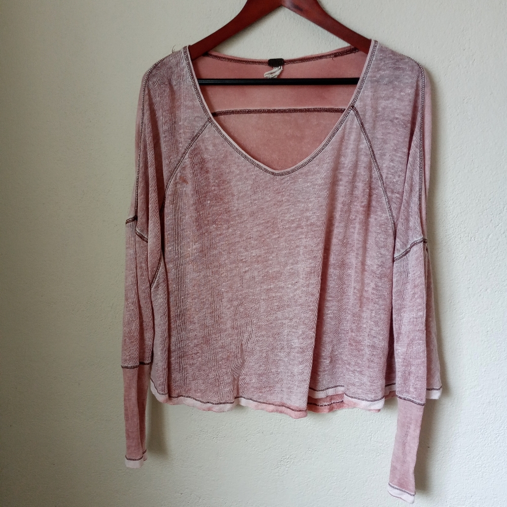Free People XS Macchiato Linen Tee